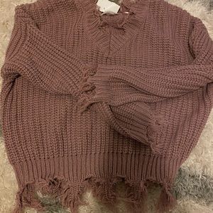Love Tree Cropped Mauve Sweater